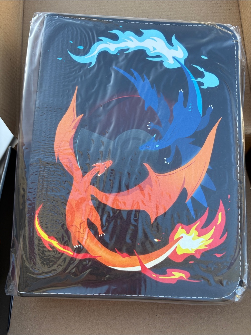 Fire & Water Dragon Tablet Sleeve - Vibrant Blue and Orange Design